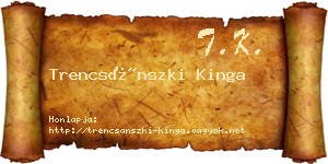 Trencsánszki Kinga névjegykártya